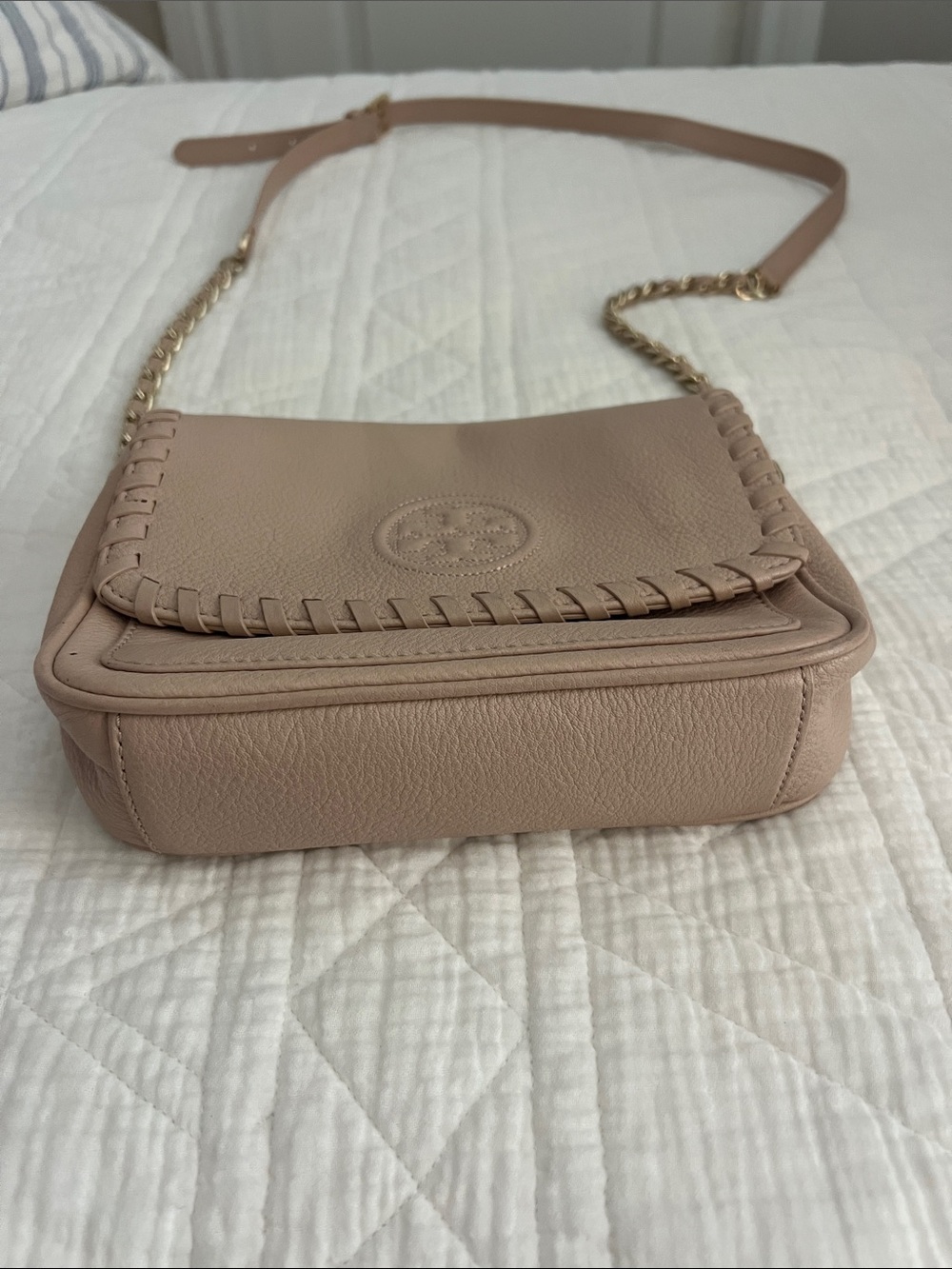 Tory Burch Blush Pink Leather Whipstitch Chain Crossbody - Picture 3 of 7